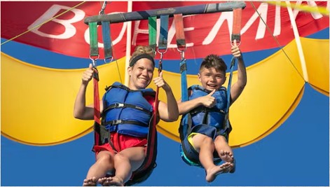 Mother and son parasailing in Ocean City, MD